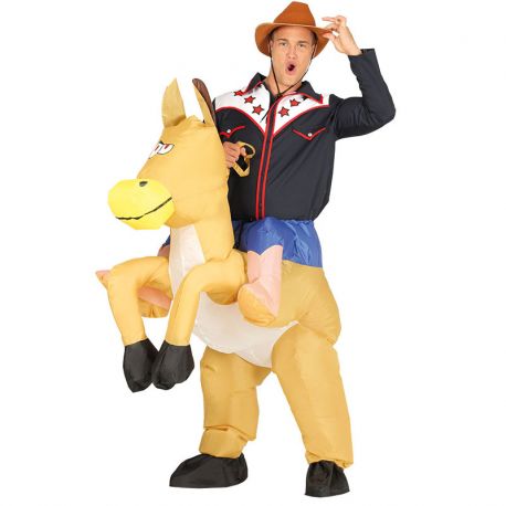 Costume da Cowboy per Adulto Cavallo Gonfiabile