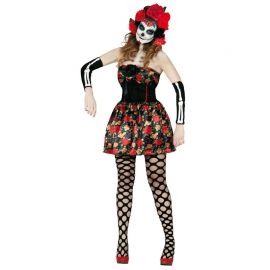 Compra Costume da Catrina per Donna con Corona Fiori