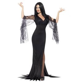 Costume Morticia Addams Nero con Pizzo