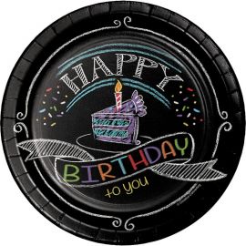 8 Piatti Chalk Birthday 18 cm 8 Piatti Chalk Birthday 18 cm
