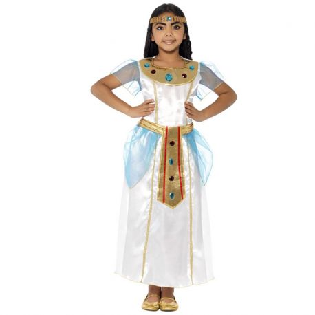 Costume Cleopatra Per Bambina – Vestito Con Mantello, Collare E Copricapo, Perfetto Per Feste E Carnevale