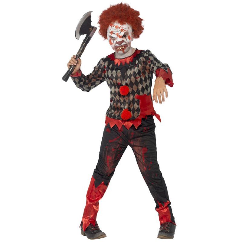 Figlio Spaventoso Testa Grossa Carnevale Clown Halloween Costume Bambini Vestito 