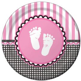 8 Piatti Sweet Baby Feet Pink 23 cm