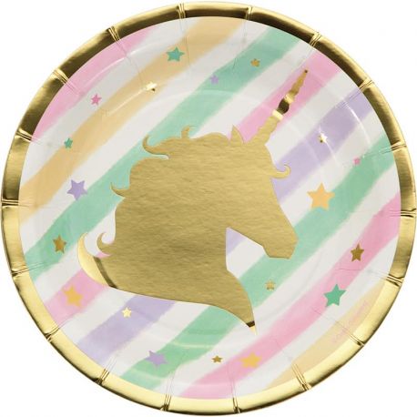 8 Piatti Unicorno Sparkle 18 cm