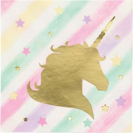16 Tovaglioli Unicorno Sparkle 25 cm