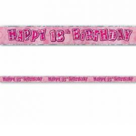 Cartellone Happy Birthday 18 Anni Rosa Glitz