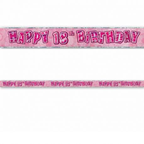 Cartellone Happy Birthday 18 Anni Rosa Glitz