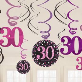 12 Decorazioni Appese 30 Anni Elegant Pink