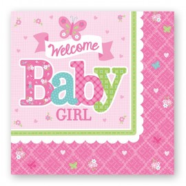 16 Tovaglioli Welcome Baby Girl 33 cm