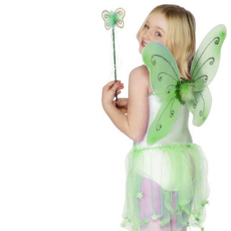 Ali da Farfalla Verdi con Bacchetta per Bambina