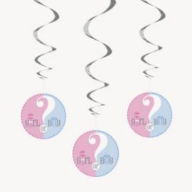 3 Decorazioni appese Gender Reveal