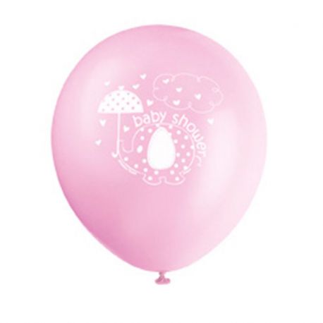 8 Palloncini Baby Shower Elefante Bambina 30 cm