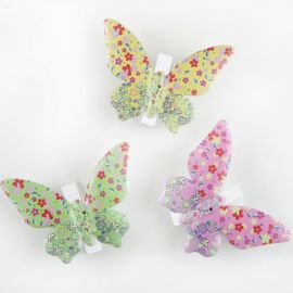 3 Mollette a Forma di Farfalla Multicolore di Metallo