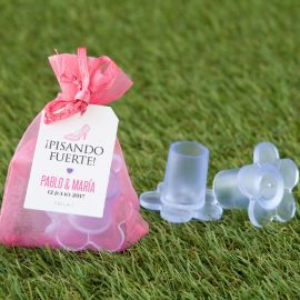 4 Paia di Protezioni per Tacchi Fiori 14-16mm con Borsetta Rosa