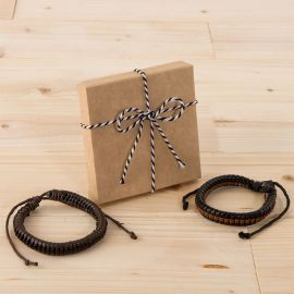 2 Braccialetti Intrecciati Bicolore con Scatola Decorata