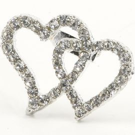 12 Fermagli con Cuori di Strass di 3,4 cm x 2,5 cm