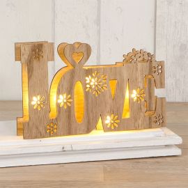 Decorazione in Legno Love con Luci Led 21 cm x 13 cm