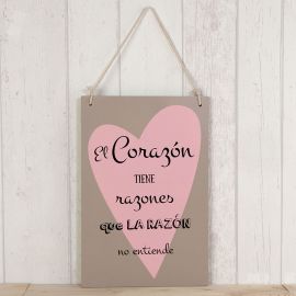 Quadro di Legno s Cuore con Frase 20 cm x 30 cm