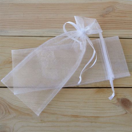 12 Sacchetti Beige con Cuori Bianchi 10x13 cm