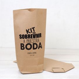 25 Bolsas Kraft Kit para Sobrevivir a Nuestra Boda 18 cm x 32 cm x 7 cm