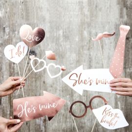 12 Accessori per Photo Booth Rose Gold