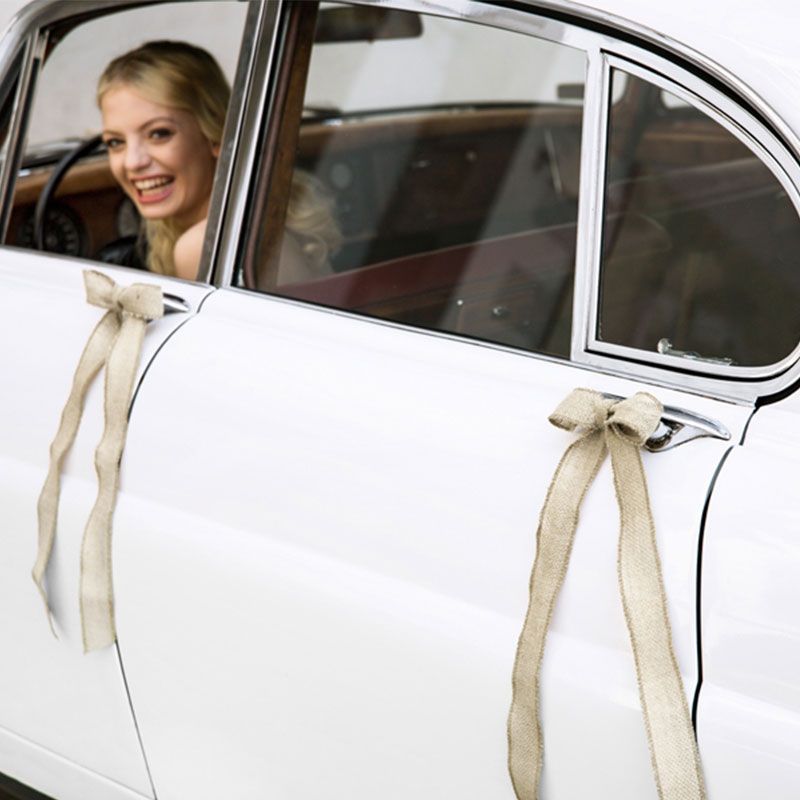 Auto Da Matrimonio Nastro Con 3 Fiocco Decorazione Kit Disponibile in Tutti I 