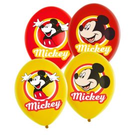 6 Palloncini Mickey Mouse di Lattice Rosso e Giallo