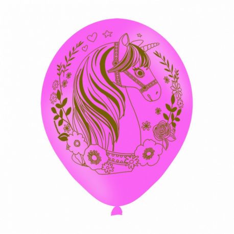 6 Palloncini Rosa di Lattice Unicorno Magico