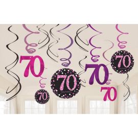 12 Ciondoli 70 Anni Eleganti Rosa 12 Ciondoli 70 Anni Eleganti Rosa