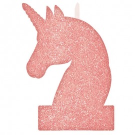 Candelina Unicorno Rosa con Glitter