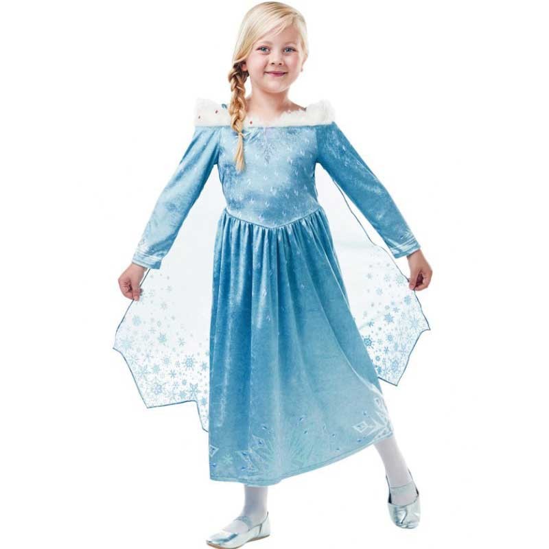 Costume Di Elsa Con Mantello Corto Bambina