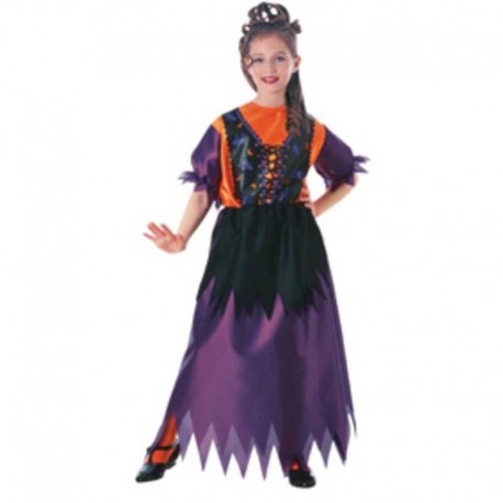 Costume da Strega Viola Nera e Arancione per Bambina Shop