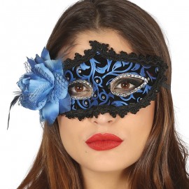 Maschera Blu con Fiore