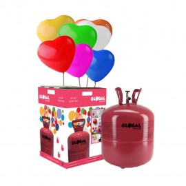 Bombola Maxi ad Elio e 50 Palloncini Cuore