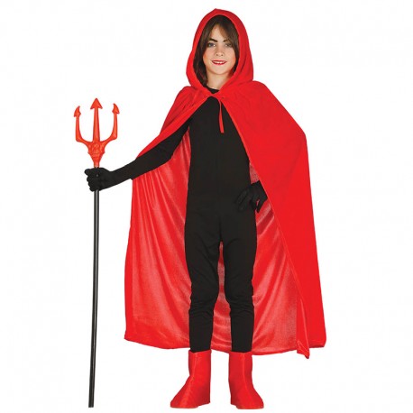 Mantello Rosso con Cappuccio Velluto per Bambini 100 Cm Shop