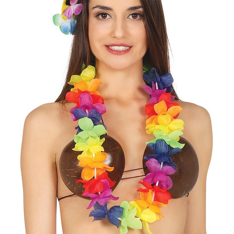 Collane hawaiane fluo cf. 25 pz - Abiti e Maschere