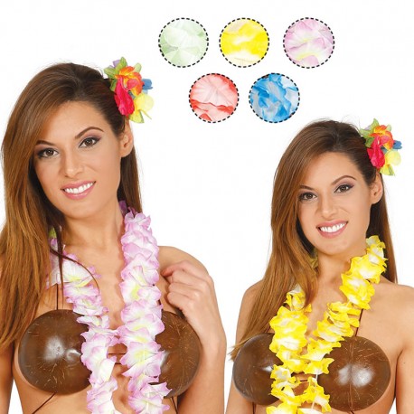 Collana Hawaiana con Tocchi Bianchi in Colori Assortiti