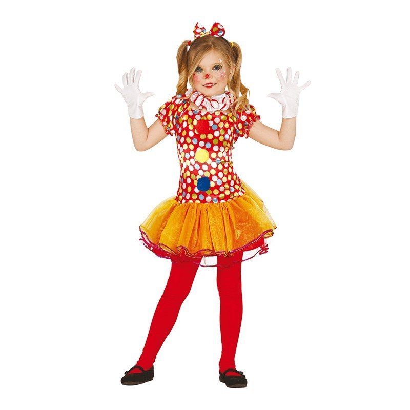 COSTUME CARNEVALE PAYASITA PAGLIACCIO CLOWN BAMBINA 7/9 ANNI VESTITO  COMPLETO DI CAPPELLINO NO ACCESSORI COD 10226 GUIRM - Parole e Pensieri