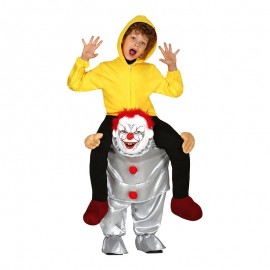 Costume Da Clown Horror Per Bambina Con Bretelle, Gonna E Accessori - Taglie 8-10 E 11-14 Anni