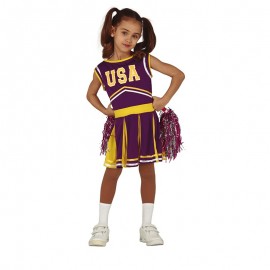 Costume da Cheerleader Viola e Giallo per Bambina