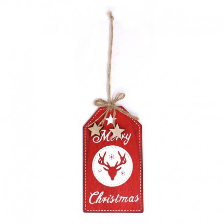  Ciondolo in legno rosso Merry Christmas 15 cm