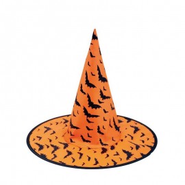 Cappello da Strega Arancione con Pipistrelli