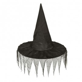 Cappello Strega con Tulle Effetto Ragnatela