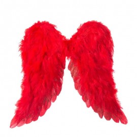 Ali d'Angelo Colore Rosso Morbide con Piume Ali d'Angelo Colore Rosso Morbide con Piume