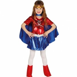 Costume Supereroina Blu e Rossa per Bimba