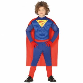 Costume Supereroe con Muscoli e Mantello per Bimbo