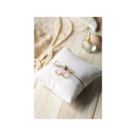 PKWM8 – Cuscino Porta Anelli In Juta, Formato 16x16 Cm, Colore Beige/Bianco