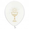 6 Palloncini Bianchi con Calice per Comunione 30 cm