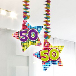 2 Decorazioni Appese 50 forma Stella Multicolore 2 Decorazioni Appese 50 forma Stella Multicolore