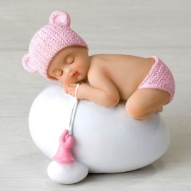 Statuina con Bebé che Dorme su Uovo
